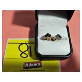 PAIR 14K YG LADIES SAPPHIRE AND DIAMOND EARRINGS.