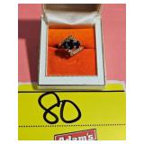 14K YG LADIES (3) SAPPHIRE AND (12) DIAMOND RING.