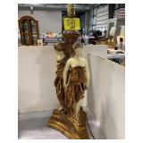 HEAVY CHALKWARE GODDESS LAMP