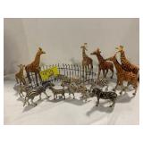 GROUP OF ANTIQUE GERMAN ZOO ANIMALS W/ FENCE -