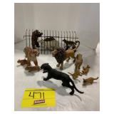 GROUP OF ANTIQUE GERMAN ZOO ANIMALS W/ FENCE -