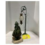 CHALKWARE DUTCH GIRL FIGURE, METAL ANTIQUE