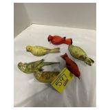 SET OF 6 PORCELAIN JAPAN BIRD CLIPS - 1 CHIPPED