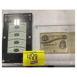 1870 STATE OF LOUISIANA PAPER BILL IN PLASTIC