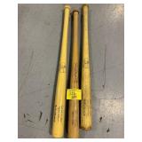 3 WOODEN BASEBALL BATS - HENRY AARON, 2 STL CARDS
