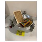 METAL ANTIQUE COKE DISH, COKE RECEIPT & PLAYING
