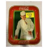 VINTAGE TIN LITHO METAL COKE TRAY - FOUNTAIN MAN