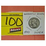 1943 SILVER WASHINGTON QUARTER