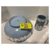 WEDGWOOD BLUE BOWL & MATCHING PITCHER
