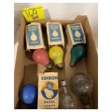 FLAT W/ ANTIQUE COLOR GLASS LIGHTBULBS, EDISON