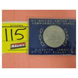 1966 FIVE SHILLINGS COIN - JAMAICA GAMES IN BLUE