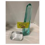 GLASS OBELISK PAPERWEIGHT & CRYSTAL PAPERWEIGHT