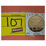 ONE OUNCE BRONZE 1982 RELIGIOUS MEDAL (3 WISE