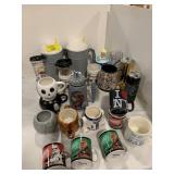 LARGE GROUP OF STEINS & CHARACTER COFFEE MUGS OF