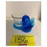 GLOWING ARTIST SIGNED BLUEBIRD OF HAPPINESS GLASS