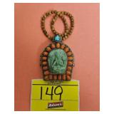 TIBETAN PRAYER BOX (APPROX 2.5'X2') AND A BEADED