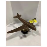 HEAVY ANTIQUE BRASS 14' LONG AIRPLANE W/ MARBLE