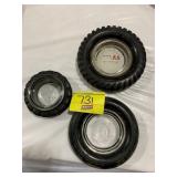 3 CLEAR GLASS TIRE ASHTRAYS