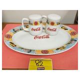 COCA-COLA PLATTER WITH SALT AND PEPPER SHAKERS