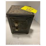 ANTIQUE CAST IRON KEYLESS SAFETY DEPOSIT SAFE