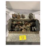 GALVANIZED BOX OF ANTIQUE REELS OF ALL KINDS