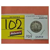 1924 SILVER STANDING LIBERTY QUARTER