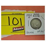 1902-O SIVER BARBER QUARTER