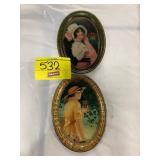 2 COKE LADY METAL TIDBIT TRAYS