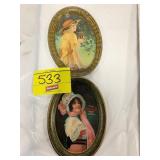 2 COKE LADY METAL TIDBIT TRAYS