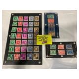3 PLASTIC DISPLAY CASES W/ VINTAGE STAMPS OF ALL