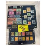 2 PLASTIC DISPLAY CASES W/ VINTAGE STAMPS OF ALL