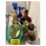 BLUE AVON GLASSWARE, PAIR OF PORCELAIN BABY