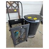 FLIP-TOP TRASHCAN, ROLLING PLASTIC CART W/