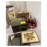 KRAK-R-JAK BUSCUIT TIN, COKE BOTTLE SET, SERVING
