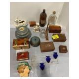 WOODEN JEWELRY BOXES, LADY HEAD PLATE, DEER