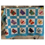 MACHINE STITCHED PATCHWORK BUTTERFLY QUILT