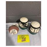 ARTIST SIGNED SOUTHWESTERN VASE & S&P SHAKERS