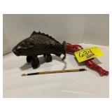CAST IRON KOI FISH FIGURE, RED CORAL PIECE