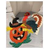 VINTAGE MELTY PLASTIC JACK O LANTERN & TURKEY