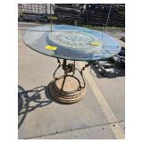 GLASS TOP ORNATE SIDE TABLE - PLASTIC & METAL