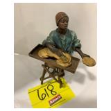ANTIQUE VIENNA BRONZE WOMAN W/ BREAD FIGURE 5'