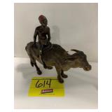 ANTIQUE VIENNA BRONZE ARAB TRADER ON OXEN 6' LONG