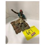 ANTIQUE VIENNA BRONZE ARAB TRADER ON CARPET - 4'