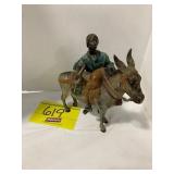 ANTIQUE VIENNA BRONZE BOY W/ DONKEY FIGURE 6'