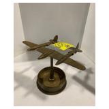 5' TALL ANTIQUE BRASS AIRPLANE STATUE