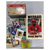 GROUP OF BASEBALL CARDS, WIZARD BOOK, STL CARDS