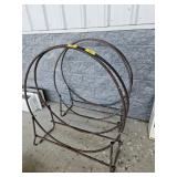 2 LARGE METAL FIREWOOD LOG RACKS - ONE BROKEN ON