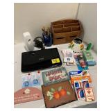 UNTESTED ACER LAPTOP, WOODEN WALL ART, DESK