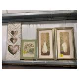 HEART CANVAS PRINT, PAIR OF VASE PRINTS, K MANDL
