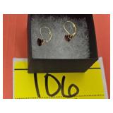 14KT GARNET LEVER BACK EARRINGS...VERIFIED BY